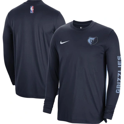 Nike Men's And Women's  Navy Memphis Grizzlies 2023/24 Authentic Pregame Long Sleeve Shooting Shirt