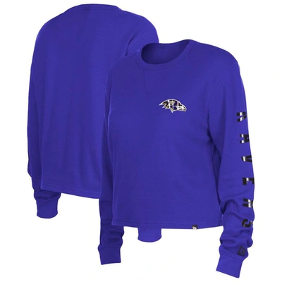 New Era Purple Baltimore Ravens Thermal Crop Long Sleeve T-shirt