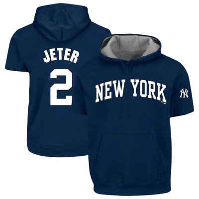 Profile Men's  Derek Jeter Navy New York Yankees Big And Tall Fleece Short Sleeve Hoodie