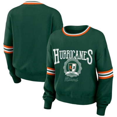 Wear By Erin Andrews Green Miami Hurricanes Vintage Pullover Sweatshirt