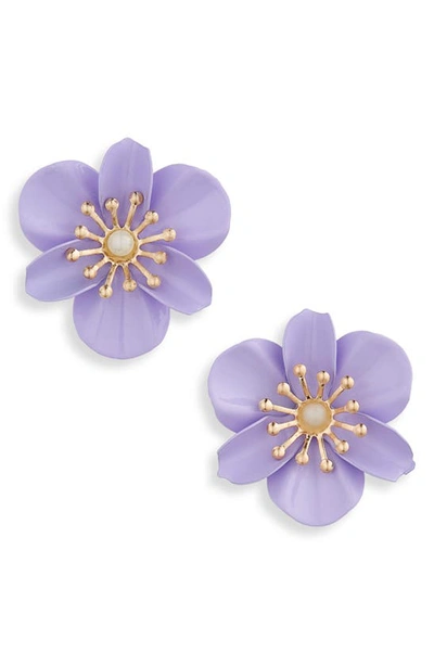 Shashi Lavendula Floral Earrings In Purple/gold