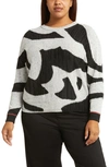 Nic + Zoe Dusk Days Intarsia Sweater In Black Multi