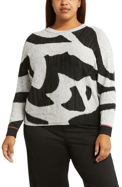 Nic + Zoe Dusk Days Intarsia Sweater In Black Multi