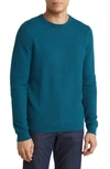 Nordstrom Popcorn Stitch Cotton Blend Crewneck Sweater In Teal Tapestry