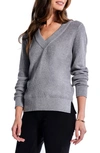 Nic + Zoe Waffle Knit V-neck Sweater In Moonwalk