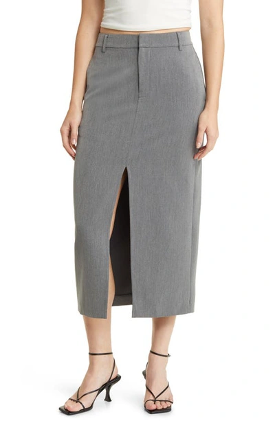 Open Edit Suited Midi Column Skirt In Grey Heather