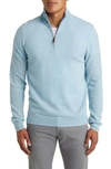 Nordstrom Cashmere Quarter Zip Pullover Sweater In Blue Heather