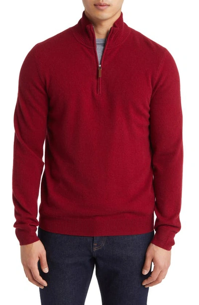Nordstrom Cashmere Quarter Zip Pullover Sweater In Red Chili