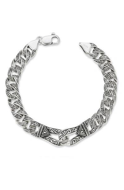 Yield Of Men Oxidized Engraved Bracelet In Silver