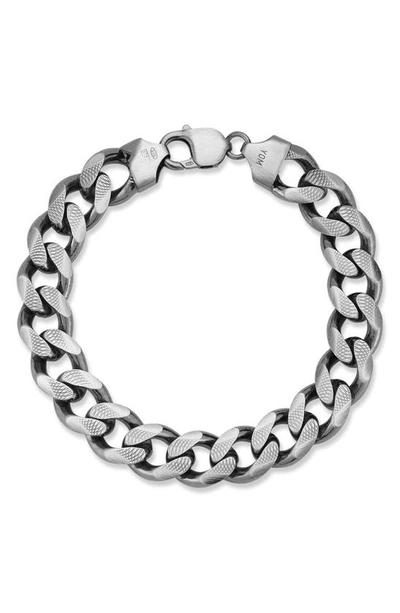 Yield Of Men Oxidized Sterling Silver Curb Link Bracelet