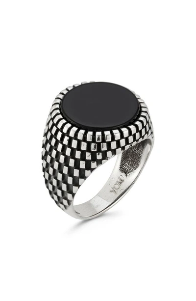Yield Of Men Sterling Silver Oxidized Black Onyx Signet Ring