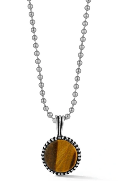 Yield Of Men Sterling Silver Oxidized Tiger's Eye Pendant Necklace