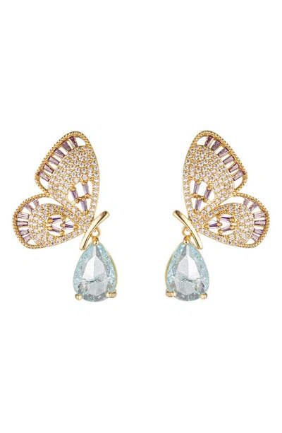 Eye Candy Los Angeles Butterfly Cz Drop Earrings In Gold