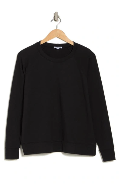 James Perse Cotton French Terry Relaxed Sweater In Black