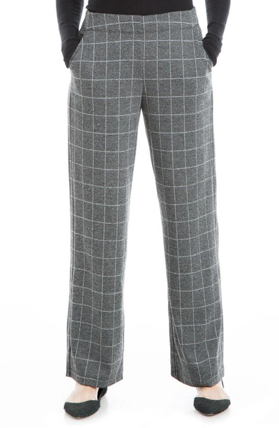 Max Studio Double Knit Wide Leg Pants In Black/ Char Marled Window
