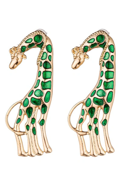 Eye Candy Los Angeles Giraffe Drop Earrings In Green