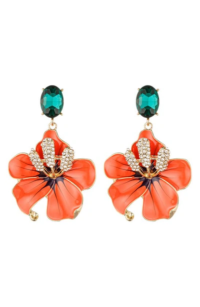 Eye Candy Los Angeles Isabella Floral Drop Earrings In Red