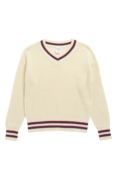 Melrose And Market Kids' Varsity Sweater In Ivory Dove