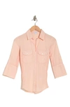 James Perse Three-quarter Sleeve Button-up Shirt In Nougat