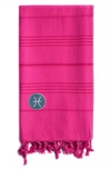 Linum Home Textiles Summer Fun Horoscope Pestemal Beach Towel In Pretty Pink Pisces
