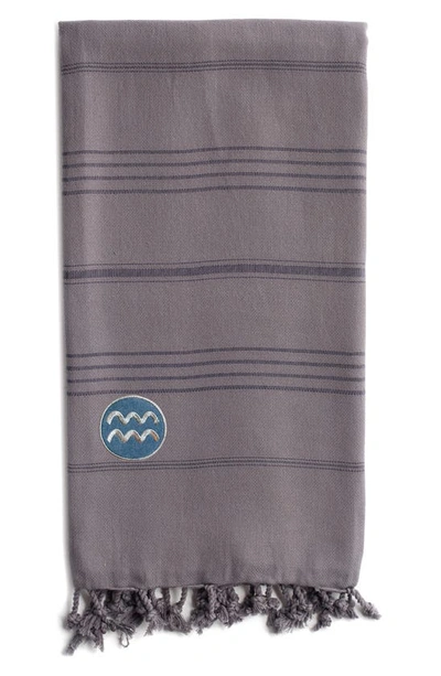 Linum Home Textiles Summer Fun Horoscope Pestemal Beach Towel In Gray Aquarius