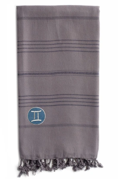 Linum Home Textiles Summer Fun Horoscope Pestemal Beach Towel In Gray