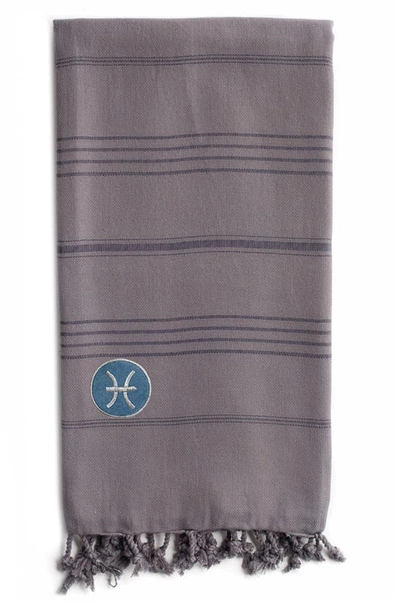 Linum Home Textiles Summer Fun Horoscope Pestemal Beach Towel In Gray Pisces