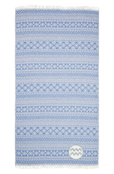 Linum Home Textiles Sea Breeze Horoscope Pestemal Beach Towel In Blue