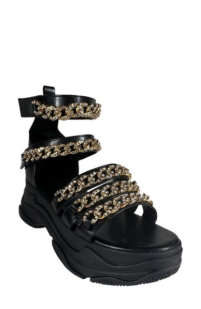 Azalea Wang Chana Chain Platform Sandal In Black