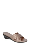 Italian Shoemakers Saylor Criss-cross Strap Wedge Sandal In Rose Gold