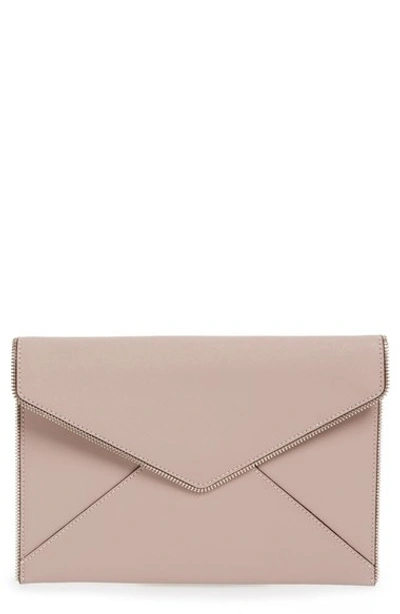 Rebecca Minkoff Leo Leather Envelope Clutch In Vintage Pink