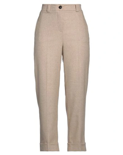 Peserico Easy Woman Pants Sand Size 8 Wool, Polyester, Polyamide, Silk, Elastane In Beige