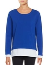 Andrew Marc Mock Layer Pullover In Blue