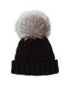 Adrienne Landau Cable-knit Fox Fur Hat In Black