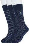 Original Penguin Mulaney Grid Essential Crew Socks In Navy