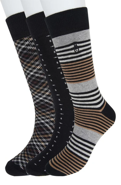 Original Penguin Gerwig Stripe Essential Crew Socks In Black