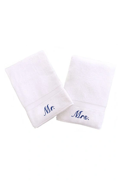 Linum Home Textiles Mr. & Mrs. Embroidered Turkish Cotton Hand Towel In Neutral