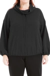 Max Studio Waffle Knit Long Sleeve Pullover In Black