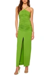 Susana Monaco Ruched Slit Front Maxi Dress In Forest