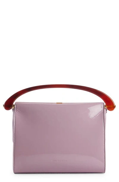 Dries Van Noten Boxed Patent Leather Handbag In Lilac 403