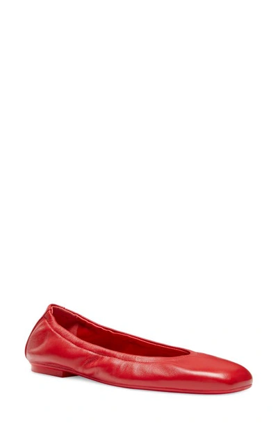 Stuart Weitzman Leather Ballet Flat In Cherry