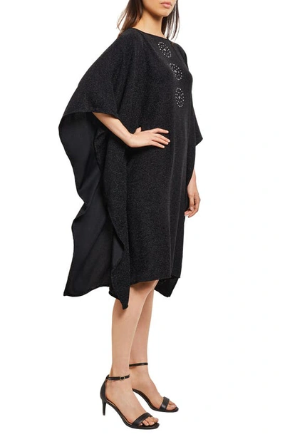 Misook Studded Cape Sweater Dress In Black