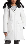 Sam Edelman Faux Fur Trim Parka In White