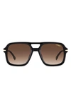 Carrera Eyewear 55mm Gradient Square Sunglasses In Black/ Brown Gradient