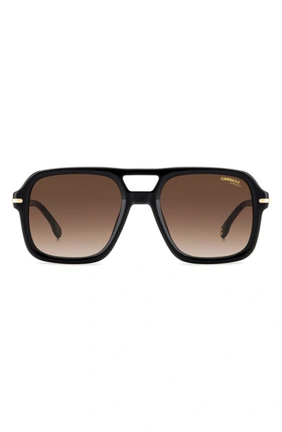 Carrera Eyewear 55mm Gradient Square Sunglasses In Black/ Brown Gradient
