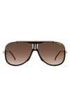 Carrera Eyewear 64mm Oversize Aviator Sunglasses In Black Gold/ Brown Gradient
