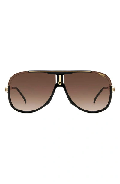 Carrera Eyewear 64mm Oversize Aviator Sunglasses In Black Gold/ Brown Gradient