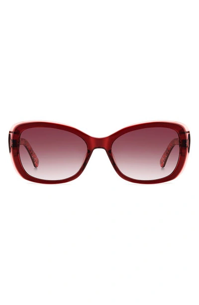 Kate Spade Elowen 55mm Gradient Round Sunglasses In Red/ Burgundy Grad