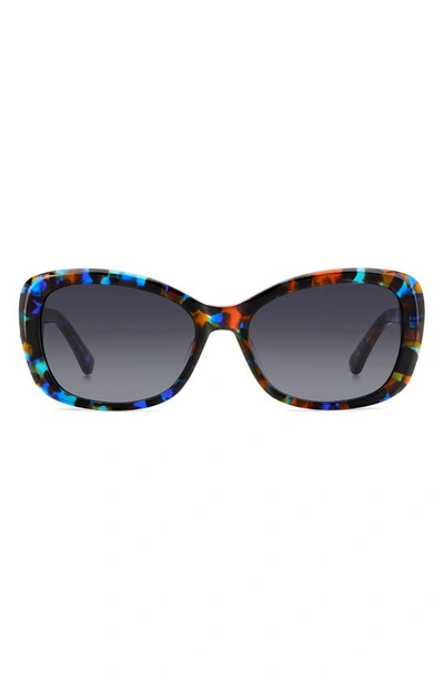 Kate Spade Elowen 55mm Gradient Round Sunglasses In Black Blue Havana