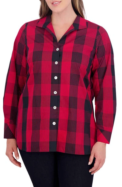 Foxcroft Pandora Buffalo Plaid Button-up Shirt In Red Plaid